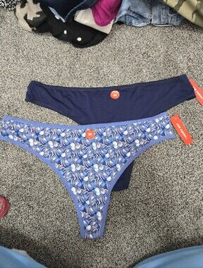 Joe Fresh Navy & Periwinkle Floral Bikini Panty Set